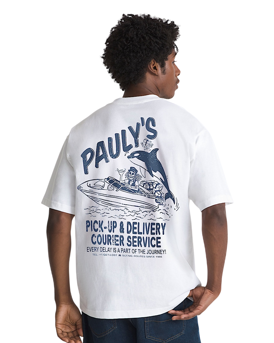 T-Shirt Pauly's Delivery - Blanc