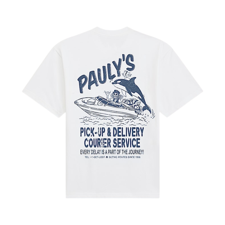 T-Shirt Pauly's Delivery - Blanc