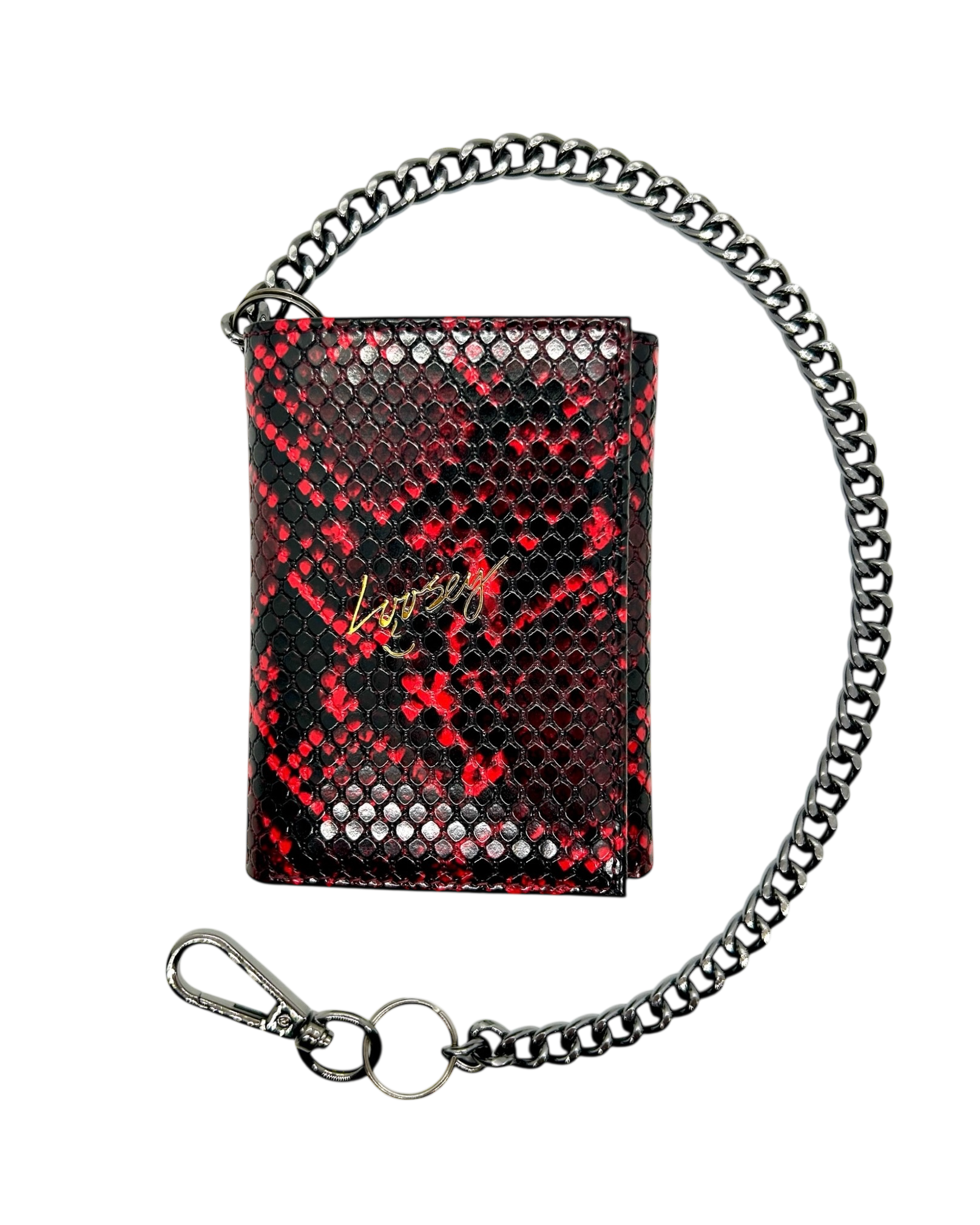 Snake Skin Portefeuille à Chaîne - Rouge/Noir