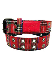 Red Plaid Grommet Hole Belt