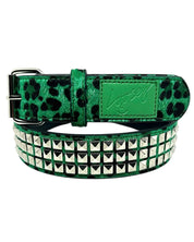 Studded Green Cheetah Belt