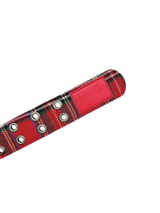 Red Plaid Grommet Hole Belt