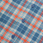 Chemise en Toile Carreautée à Boutons - Bleu