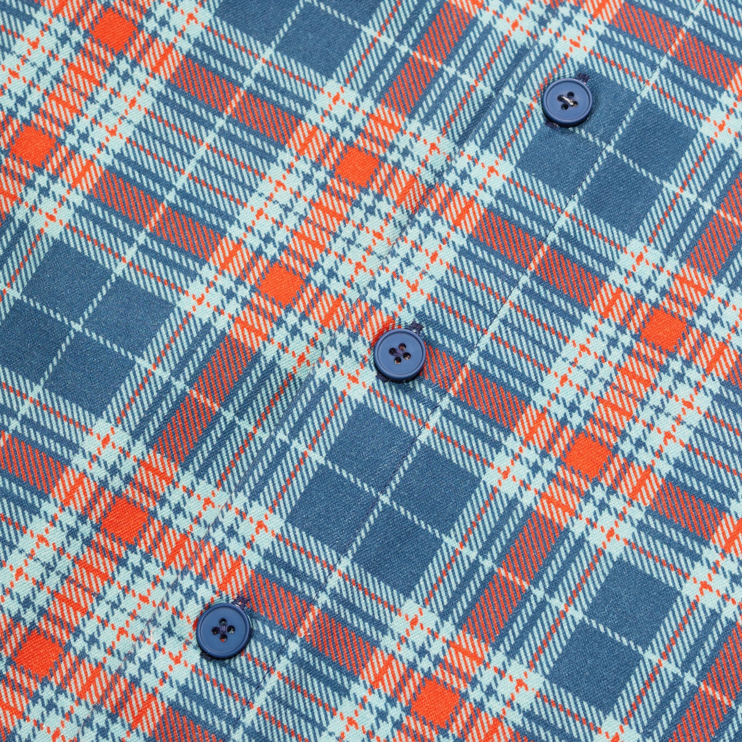 Chemise en Toile Carreautée à Boutons - Bleu