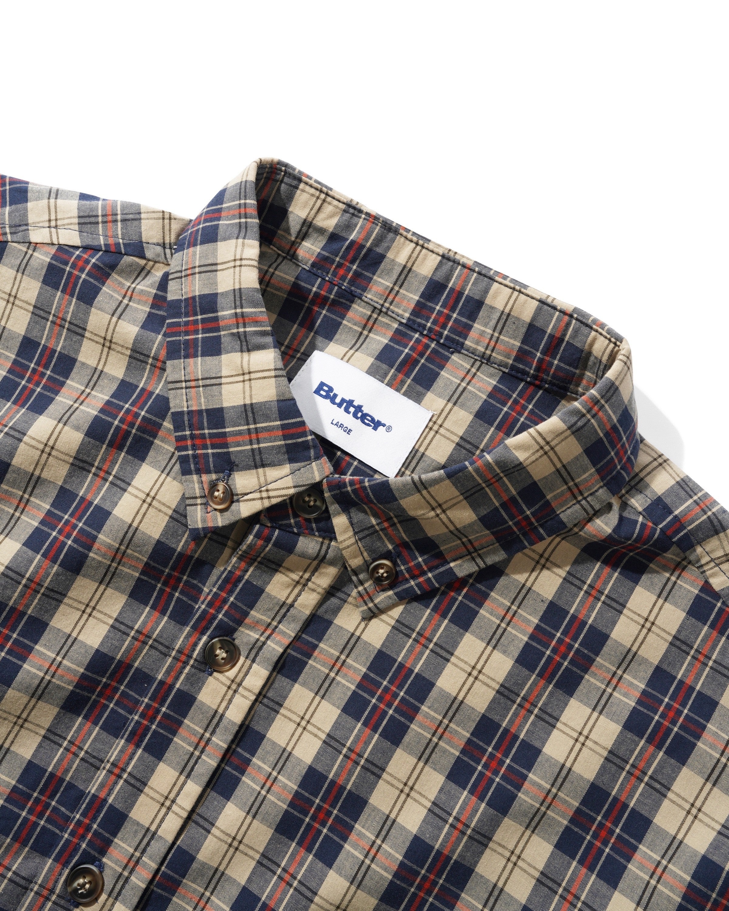 Plaid Shirt - Beige/Navy