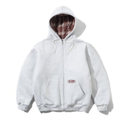 Plaid Lined Zip-Thru Hood - Ash