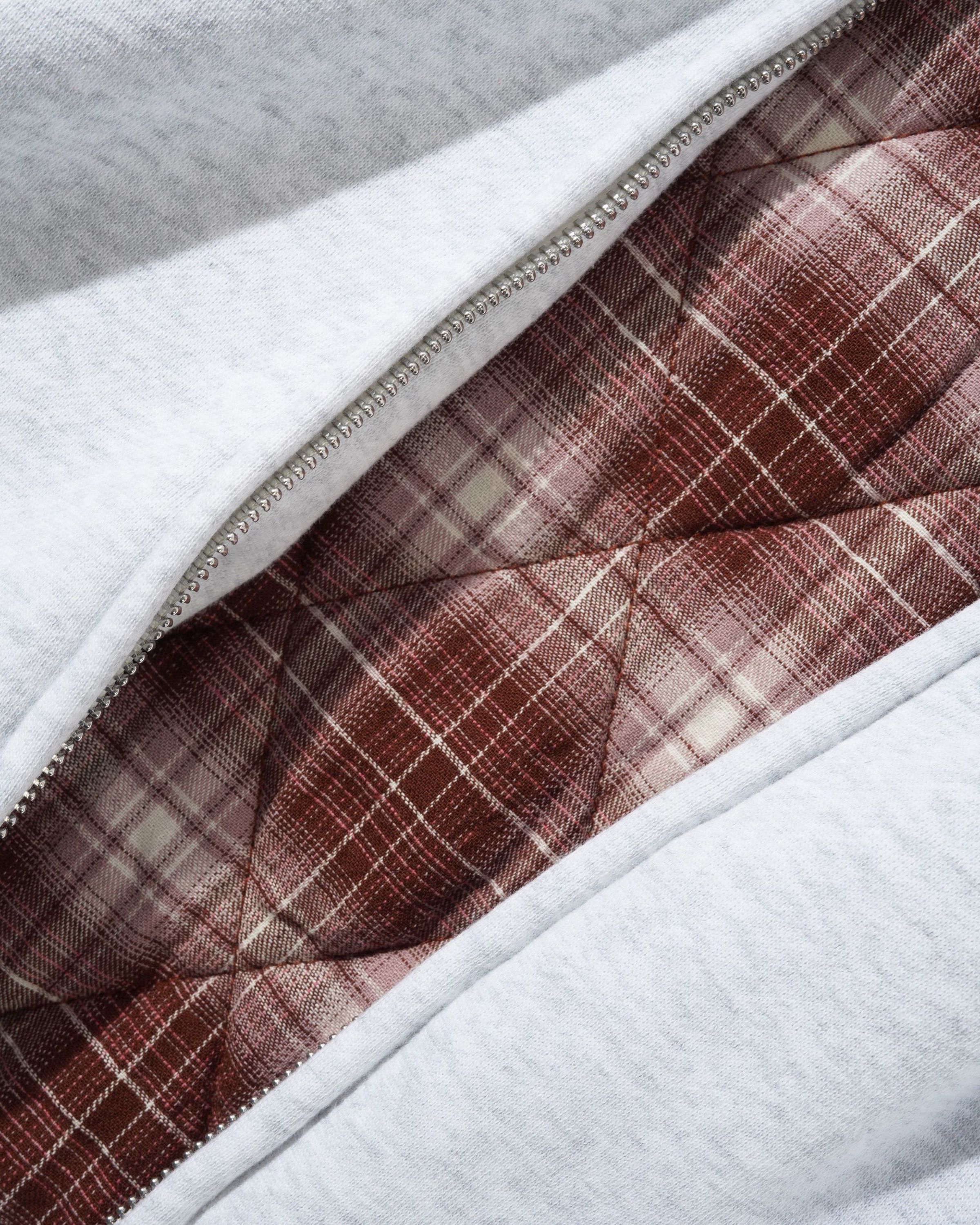 Plaid Lined Zip-Thru Hood - Ash