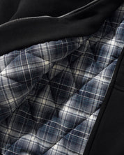 Plaid Lined Zip-Thru Hood - Black