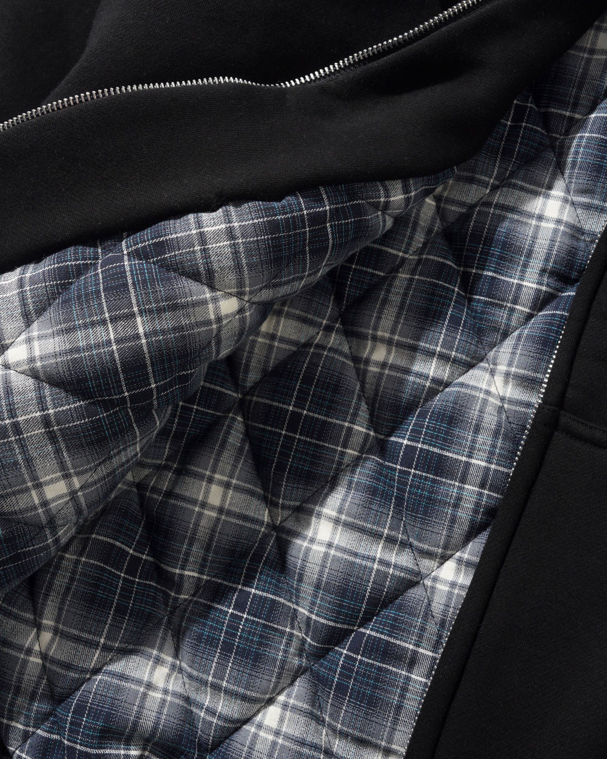 Plaid Lined Zip-Thru Hood - Black