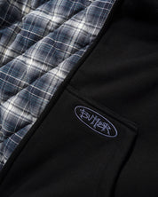 Plaid Lined Zip-Thru Hood - Black