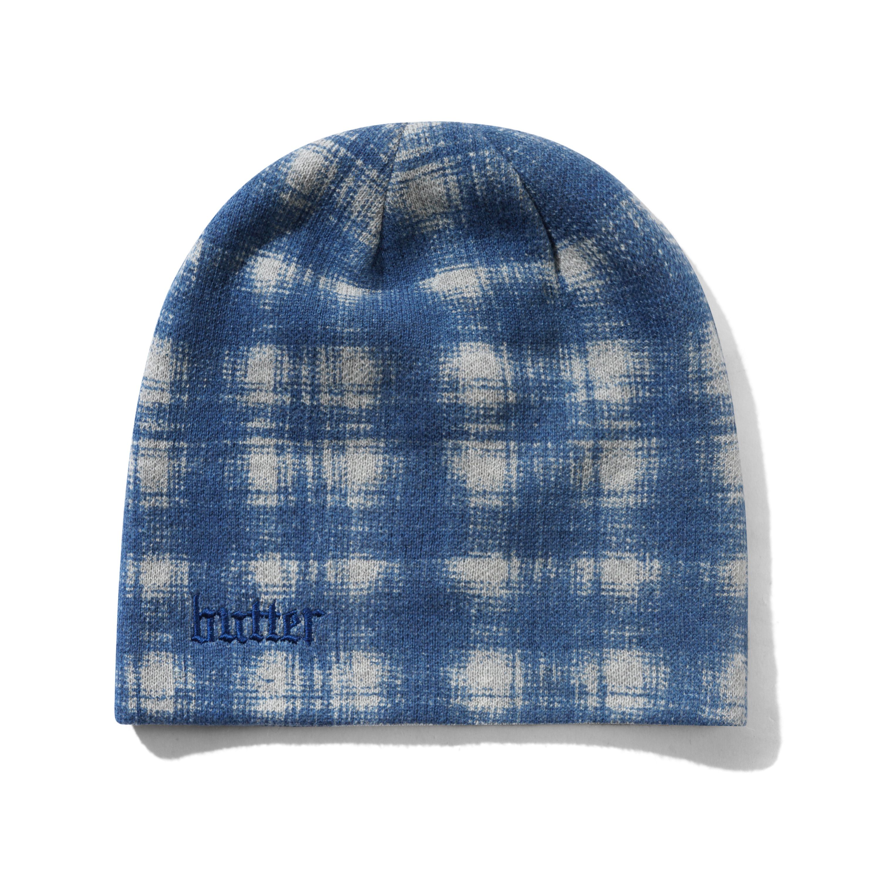 Plaid Skully Beanie - Blue/Grey