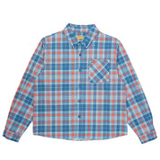Chemise en Toile Carreautée à Boutons - Bleu