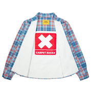 Chemise en Toile Carreautée à Boutons - Bleu