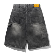 Point Denim Shorts - Work Grey