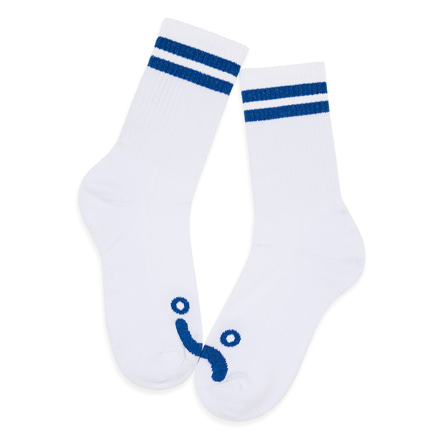 Chaussettes Côtelées | Happy Sad - Blanc/Bleu