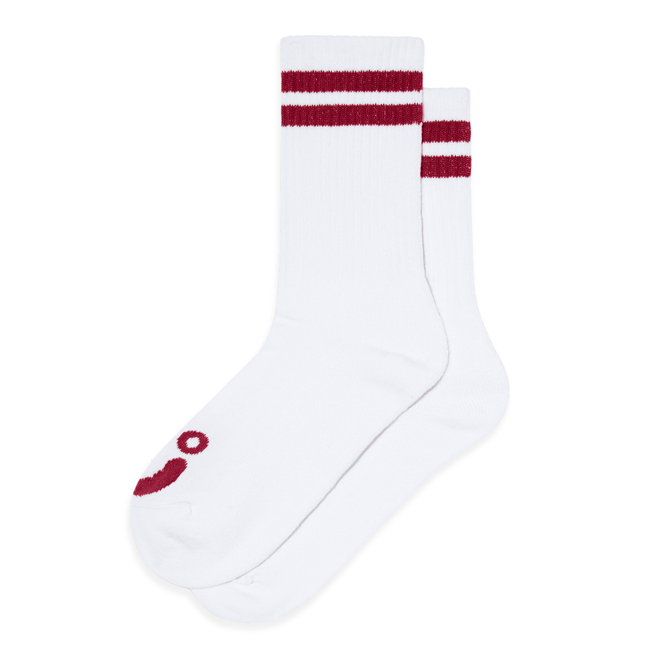 Chaussettes Côtelées | Happy Sad - Blanc/Rouge