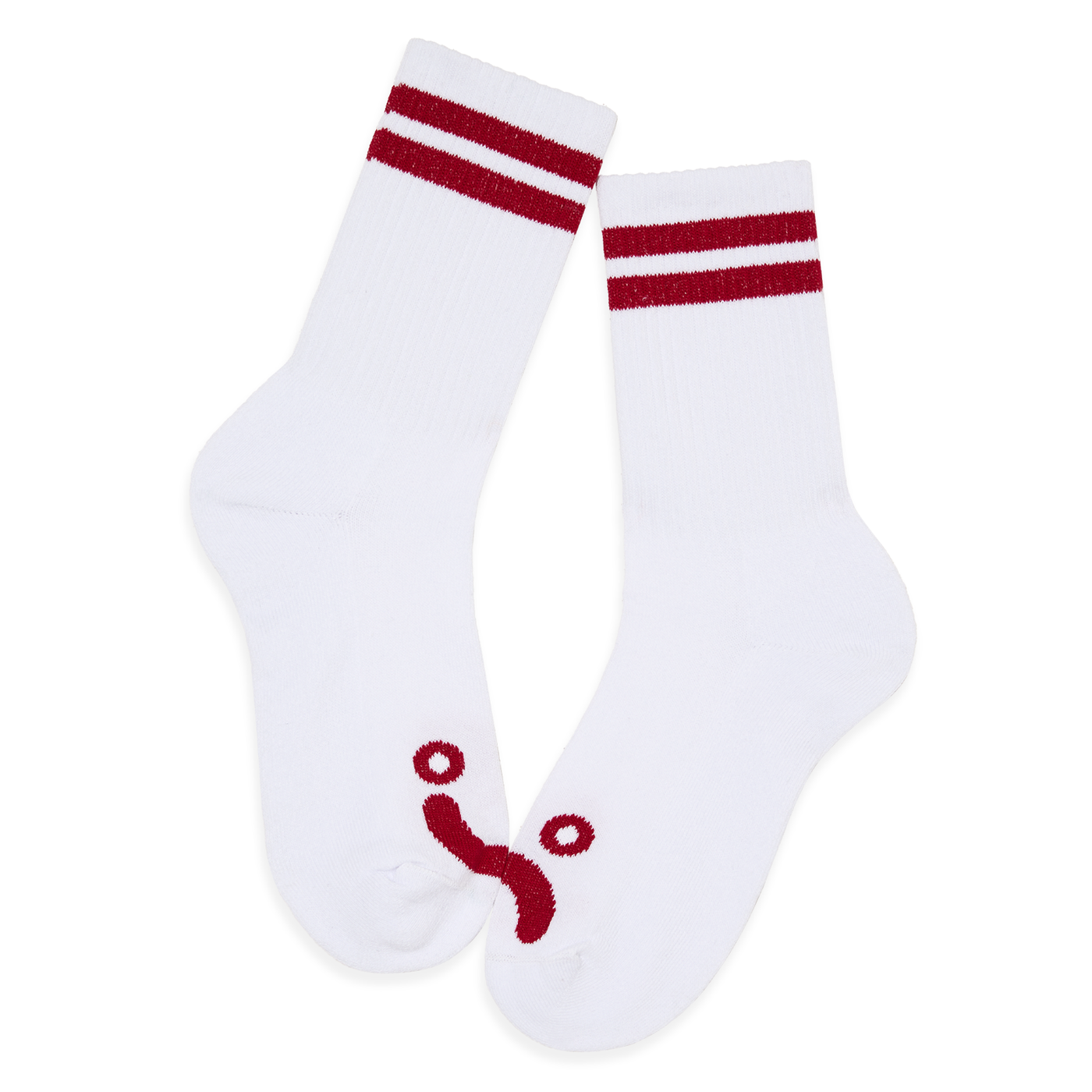 Chaussettes Côtelées | Happy Sad - Blanc/Rouge