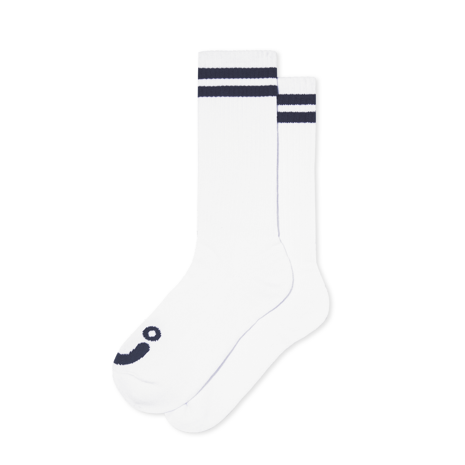 Rib Socks | Long | Happy Sad - White/Navy