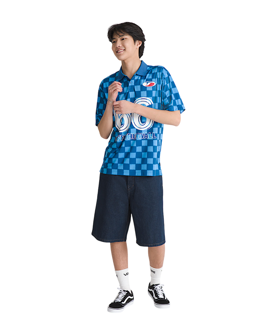 Premium Check-5 Short En Denim Baggy - Bleu Dark Rinse