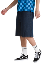 Premium Check-5 Short En Denim Baggy - Bleu Dark Rinse