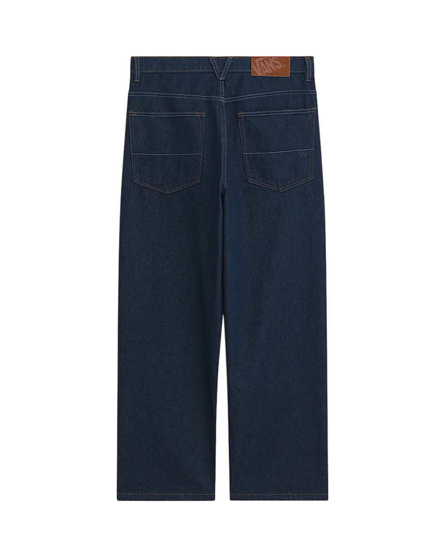 Premium Check-5 Loose Denim Pants - Dark Rinse Blue