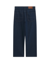 Premium Check-5 Loose Denim Pants - Dark Rinse Blue