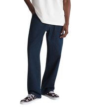 Premium Check-5 Loose Denim Pants - Dark Rinse Blue