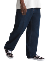 Premium Check-5 Loose Denim Pants - Dark Rinse Blue