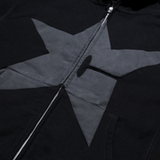Puff Print Zip Hoodie - Black