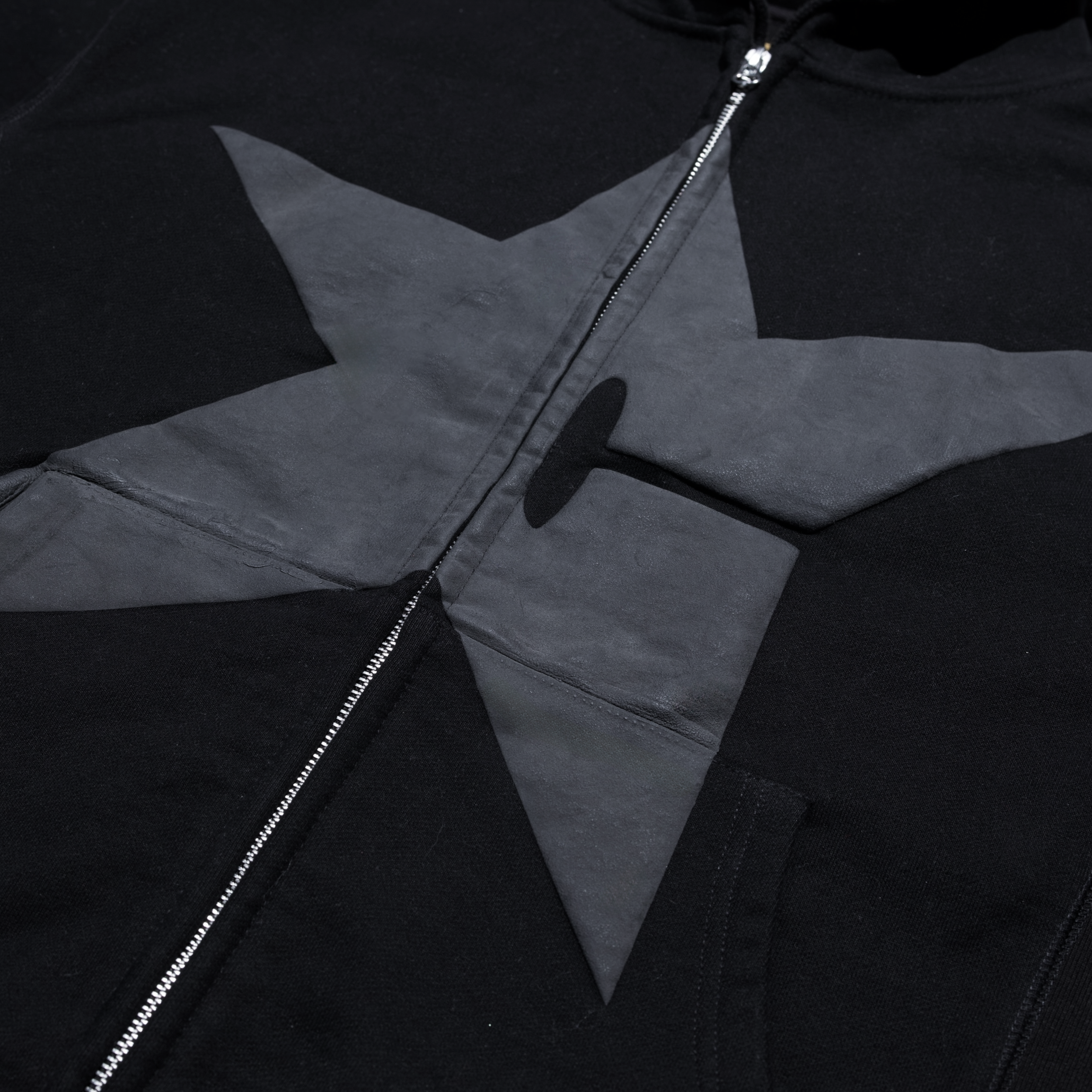 Puff Print Zip Hoodie - Black