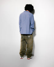 Wide Cut Denim Jeans - Acid Washed Brown
