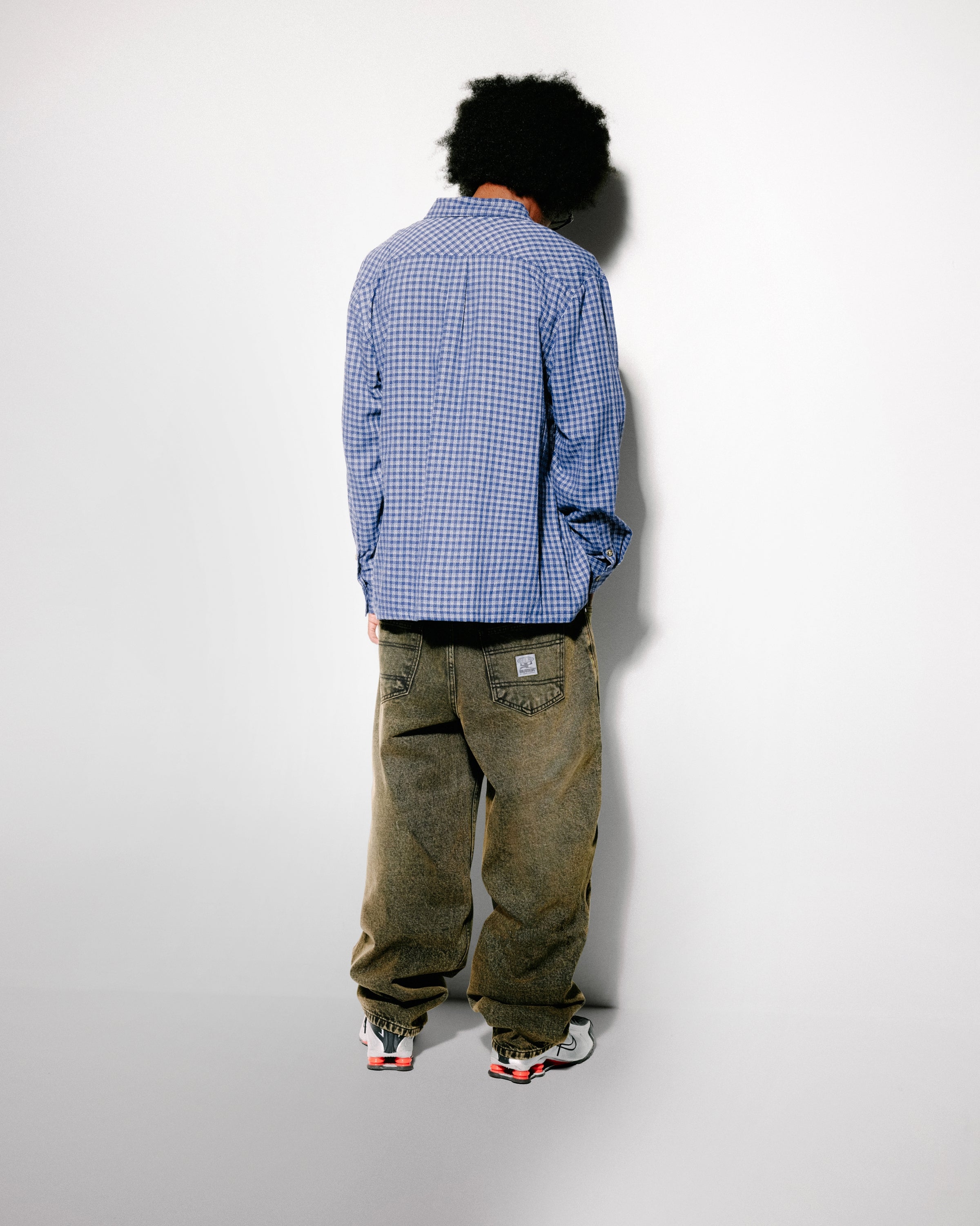 Wide Cut Denim Jeans - Acid Washed Brown