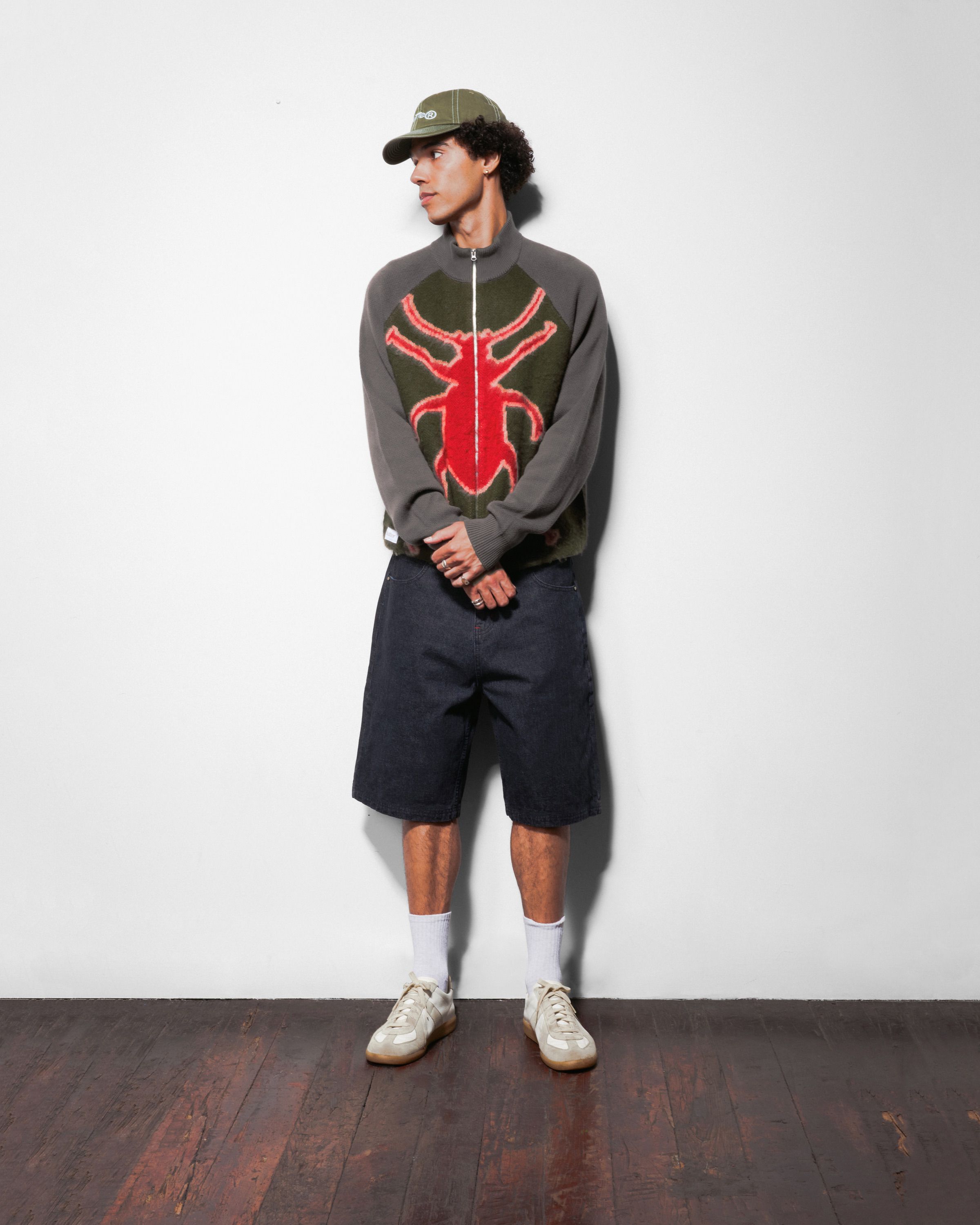 Beetle Zip-Thru Knit Sweater - Olive