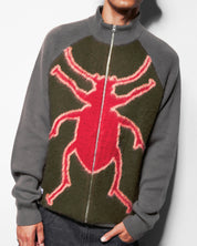Beetle Zip-Thru Knit Sweater - Olive