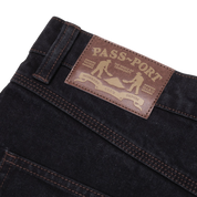 Workers Club Short en Denim - Noir Délavé/Couture Marron