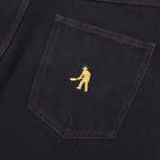 Workers Club Short en Denim - Noir Délavé/Couture Marron