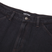 Workers Club Short en Denim - Noir Délavé/Couture Marron