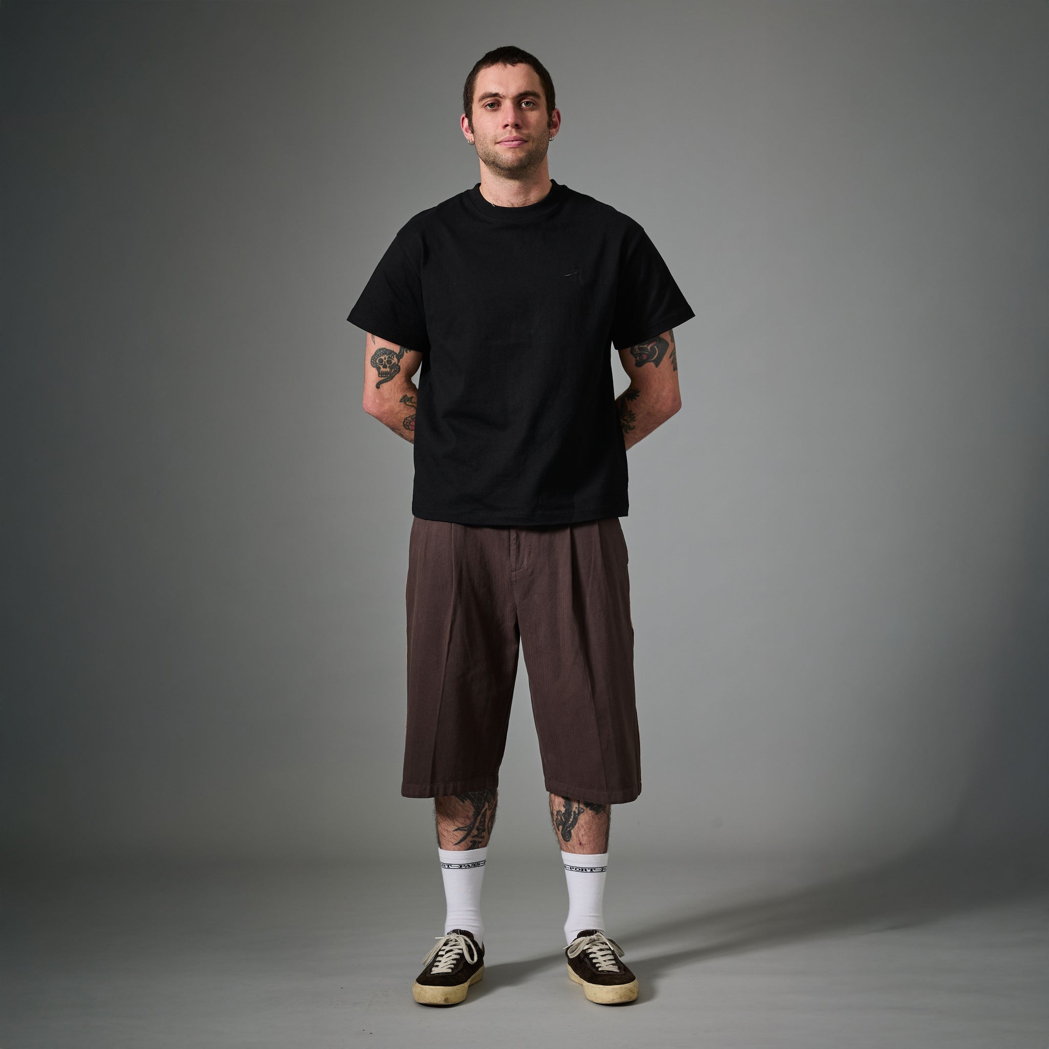 Herringbone Leagues Club Short à Rayures - Marron Foncé