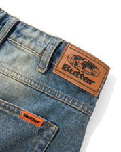 Relaxed Denim Jeans - Distressed Mid Blue