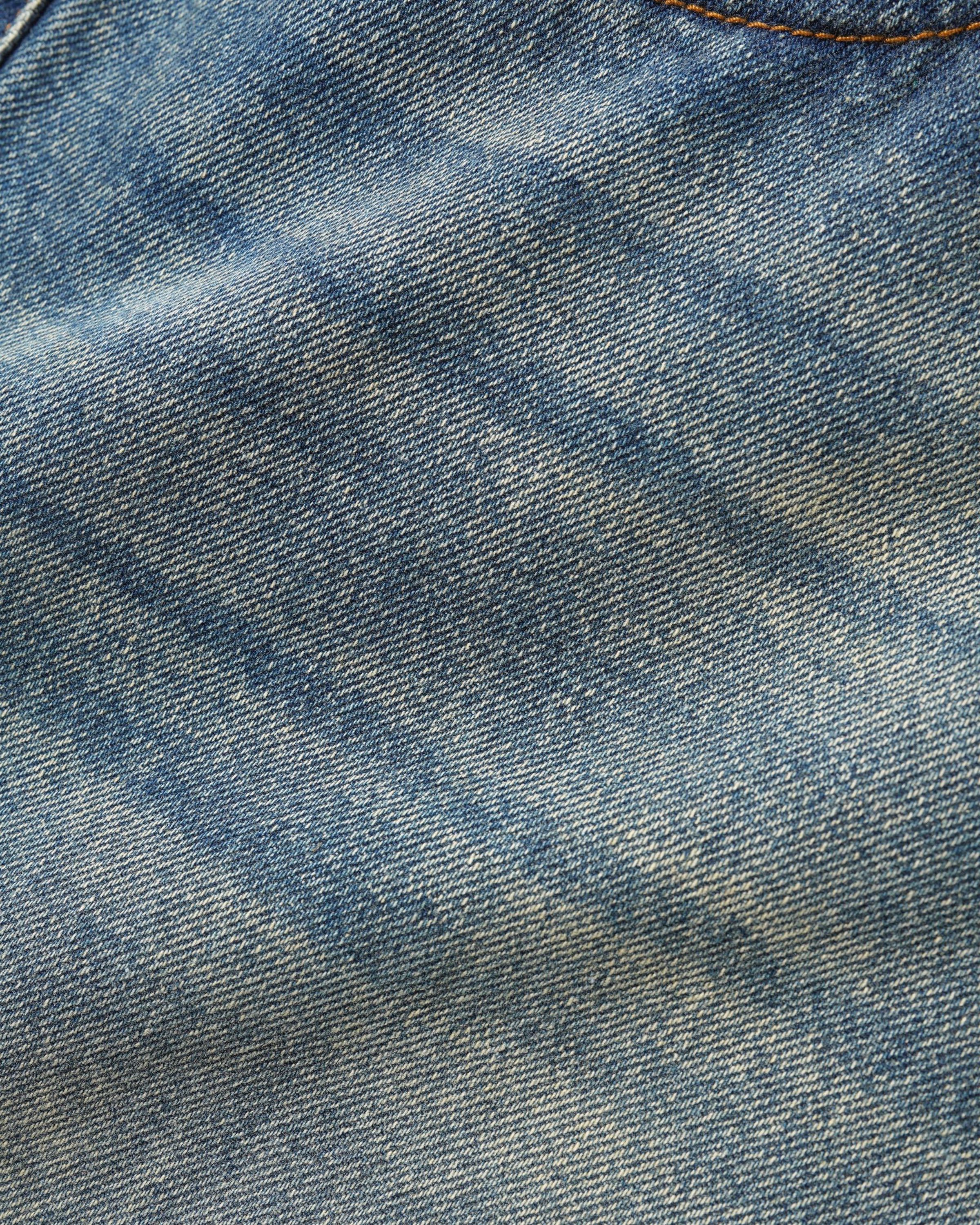Relaxed Denim Jeans - Distressed Mid Blue
