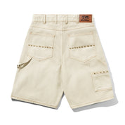 Rivet Denim Shorts - Bone