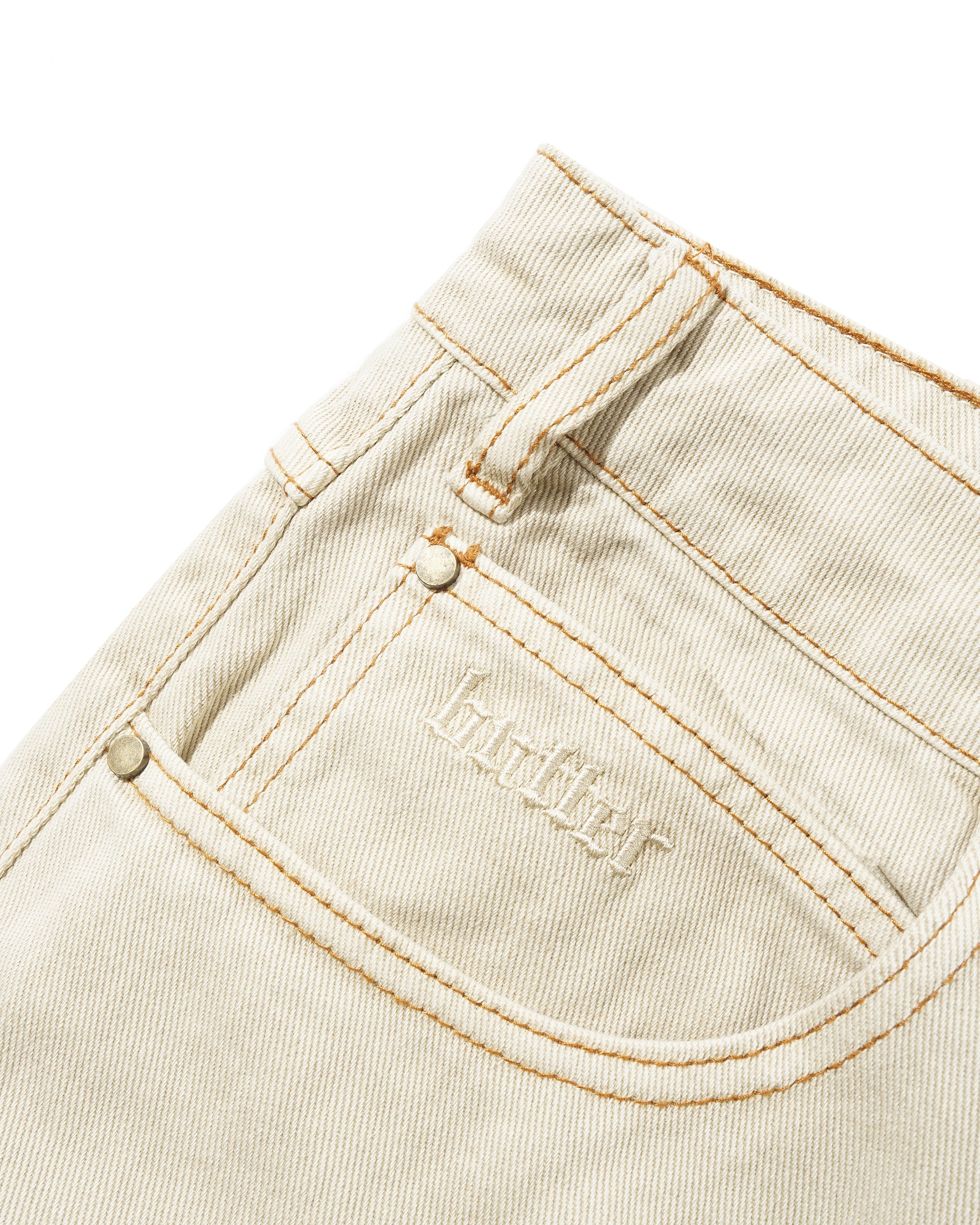 Rivet Denim Shorts - Bone