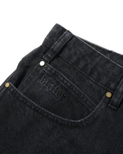 Rivet Denim Shorts - Washed Black