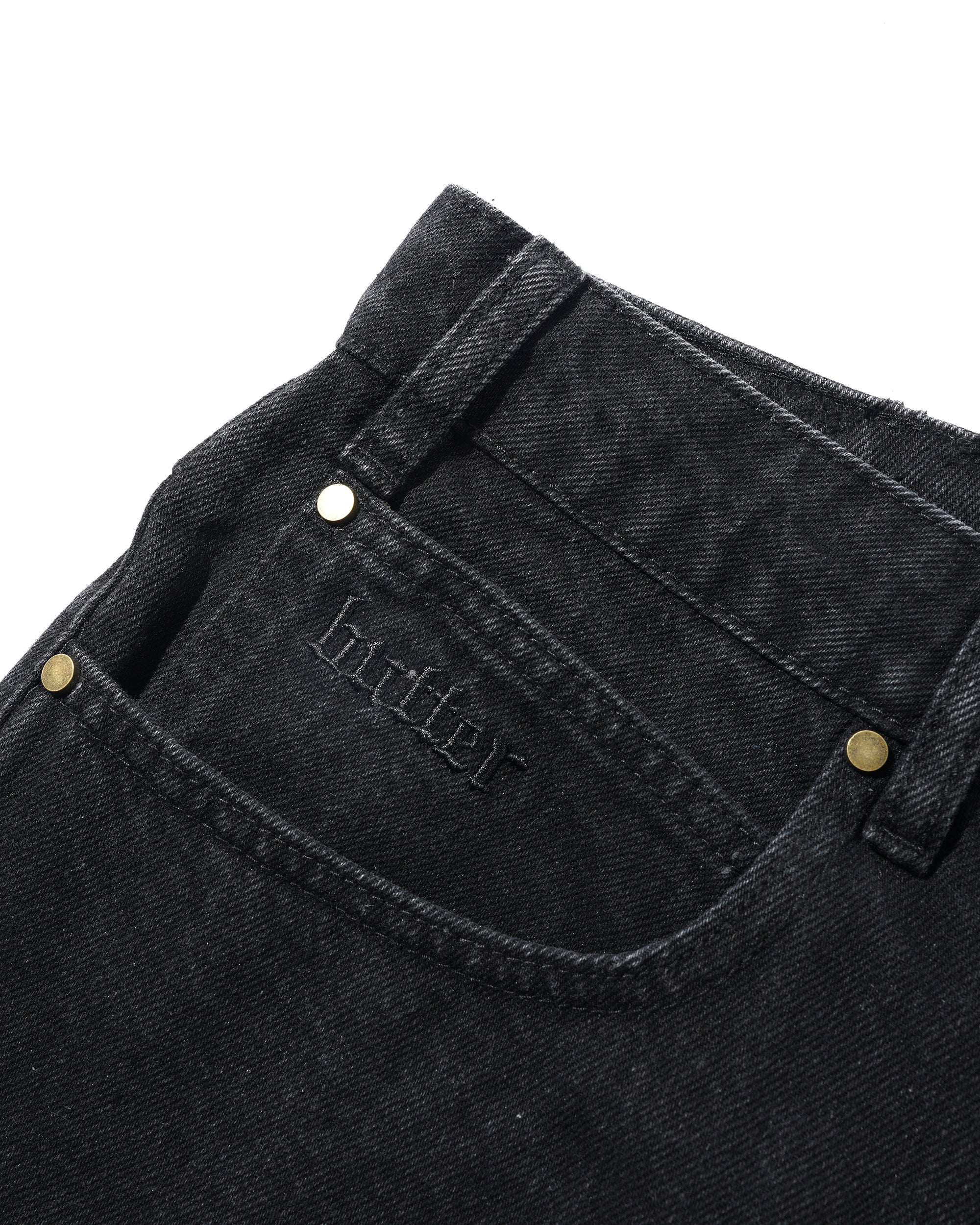 Rivet Denim Shorts - Washed Black