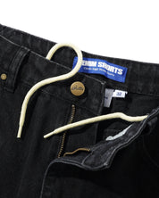 Rivet Denim Shorts - Washed Black