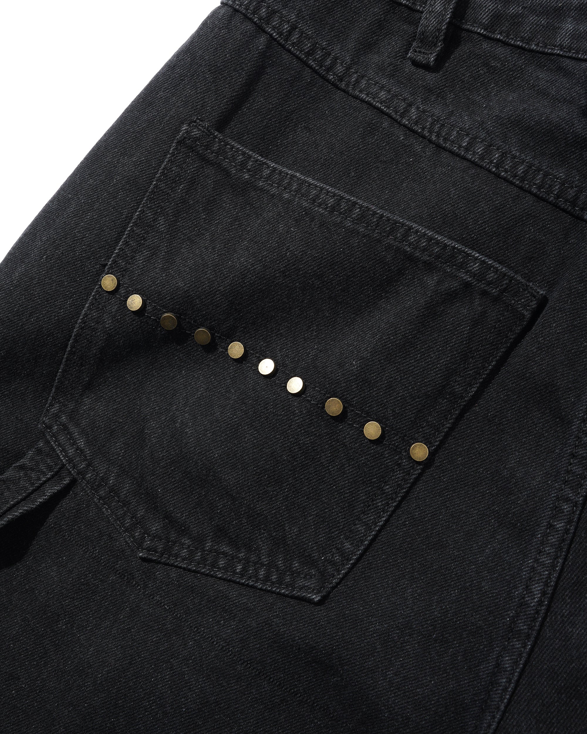 Rivet Denim Shorts - Washed Black