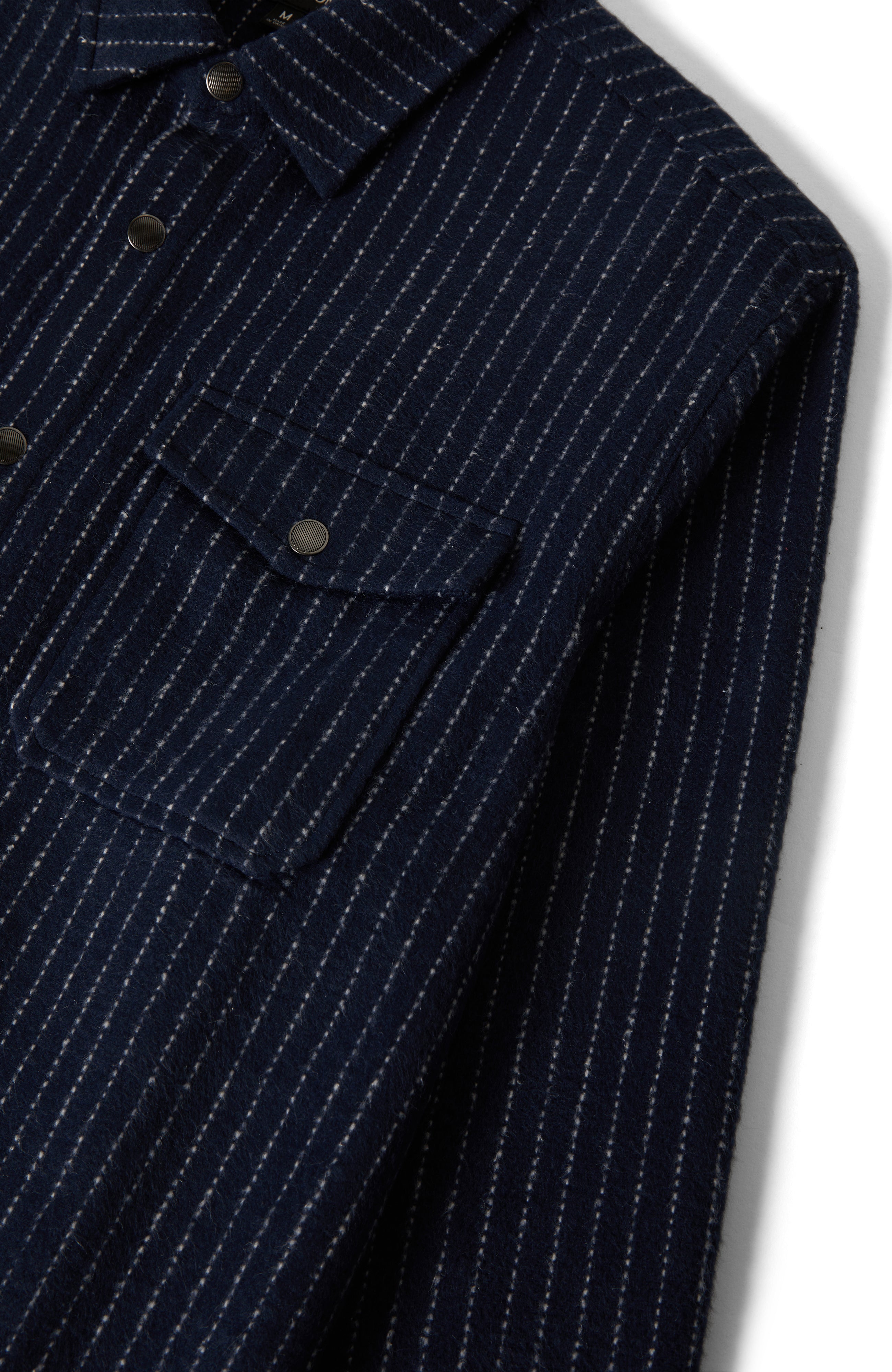Selden Soft Brushed Flannel - Mood Indigo Pinestripe