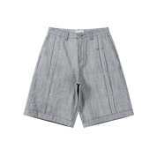 Short en Denim Baggy Plissé - Indigo Inversé