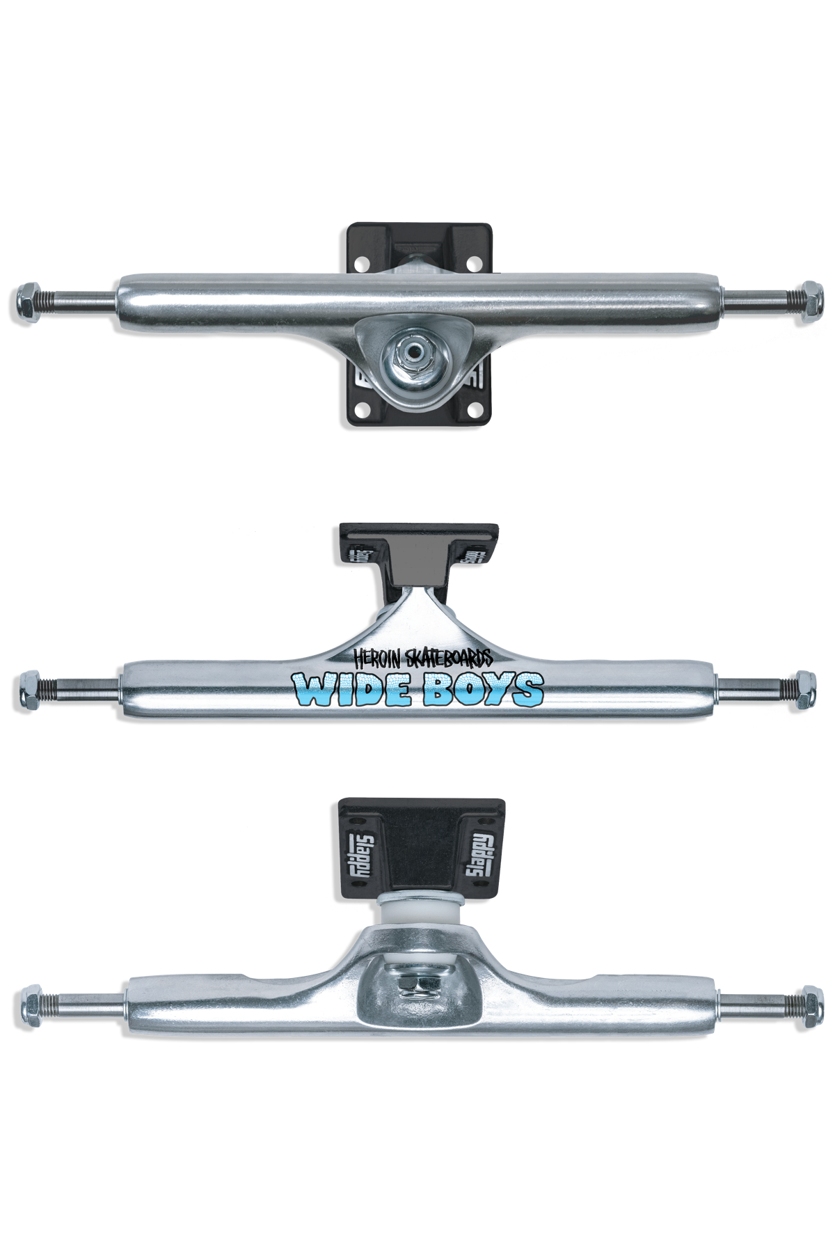 ST1 Hollow Wide Boy Polished Black Trucks - 11"