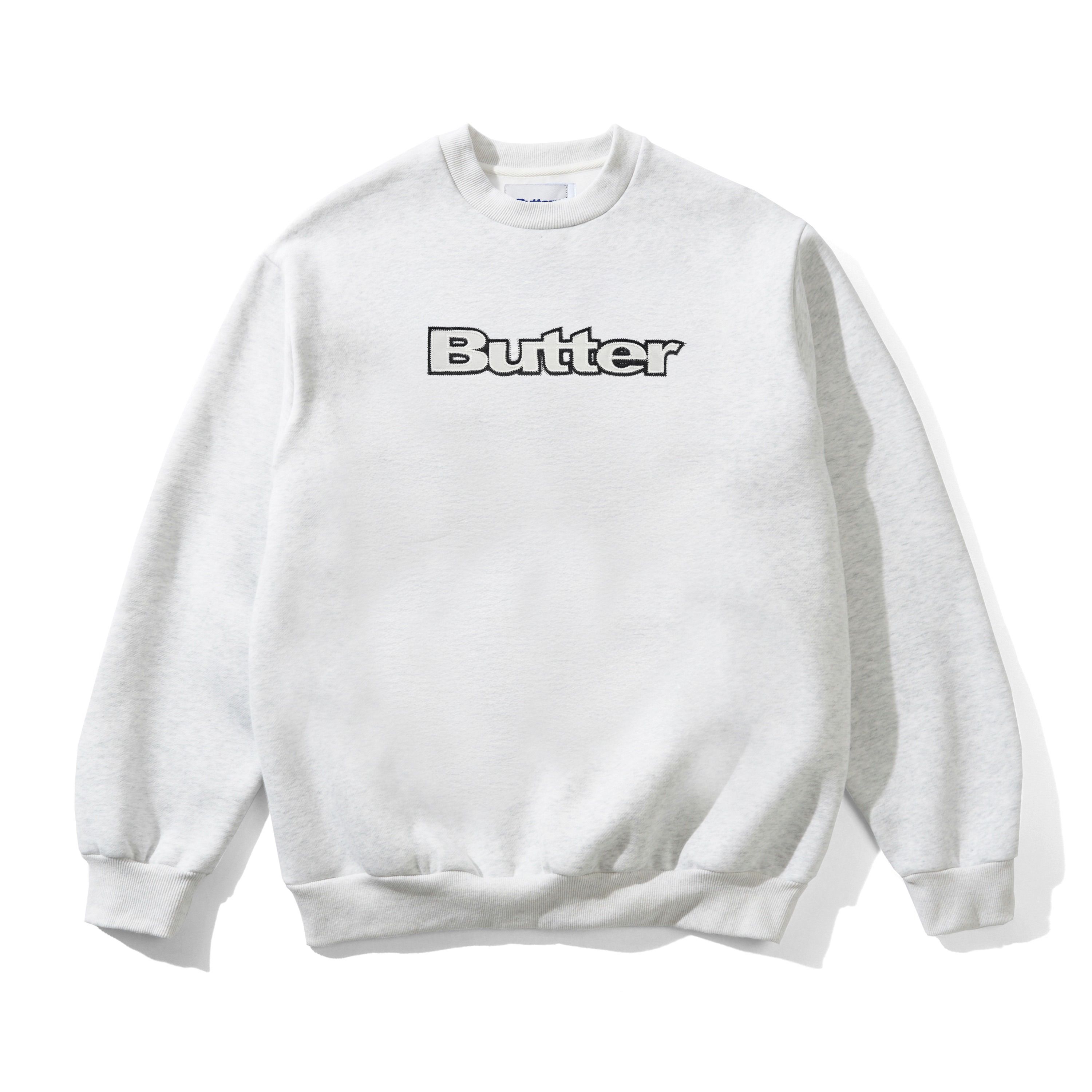 Satin Applique Logo Crewneck - Ash